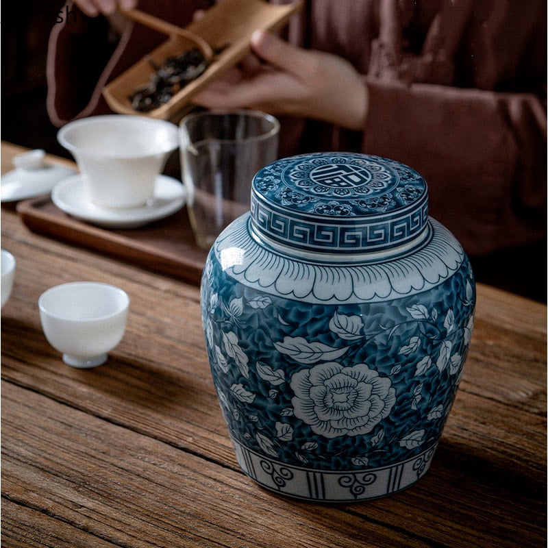 Ceramic Airtight Jar Tea Box Tea Caddy Moisture-proof Storage Tank Tea Container Storage Bottle Tea Organizer Candy Jar Tea Cans acacuss