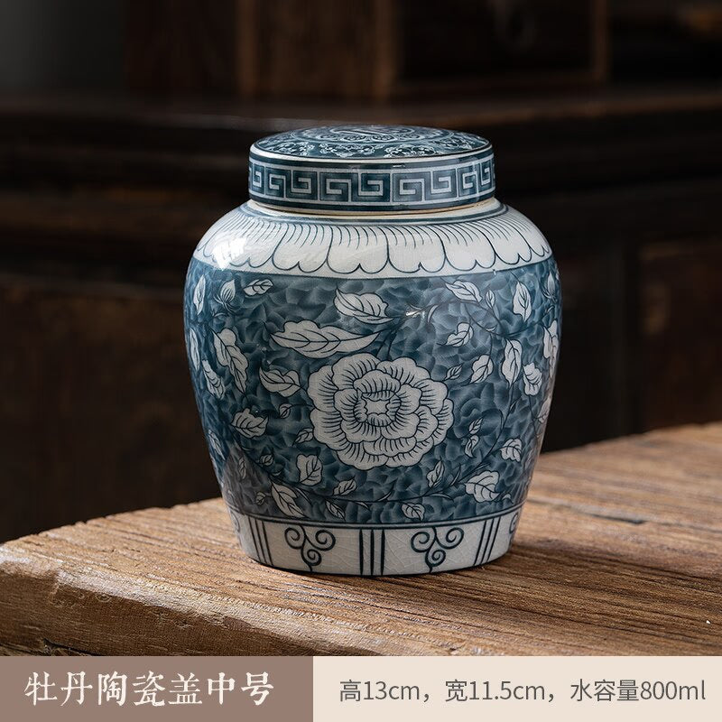 Ceramic Airtight Jar Tea Box Tea Caddy Moisture-proof Storage Tank Tea Container Storage Bottle Tea Organizer Candy Jar Tea Cans acacuss