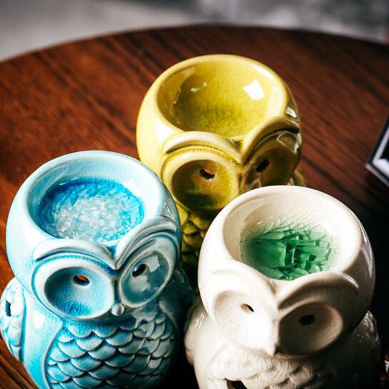 Ceramic Aromatherapy Burner Owl Aroma Oil Lamp Gifts And Crafts Home Decorations Essential Oil Burner Candle Holder acacuss
