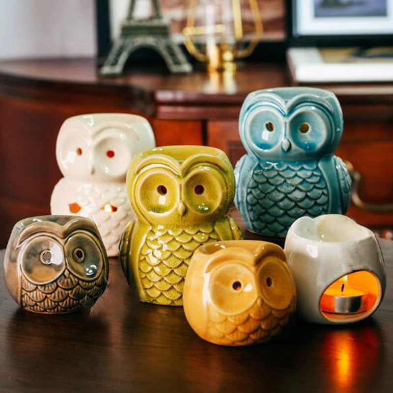 Ceramic Aromatherapy Burner Owl Aroma Oil Lamp Gifts And Crafts Home Decorations Essential Oil Burner Candle Holder acacuss