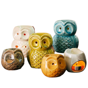Ceramic Aromatherapy Burner Owl Aroma Oil Lamp Gifts And Crafts Home Decorations Essential Oil Burner Candle Holder acacuss