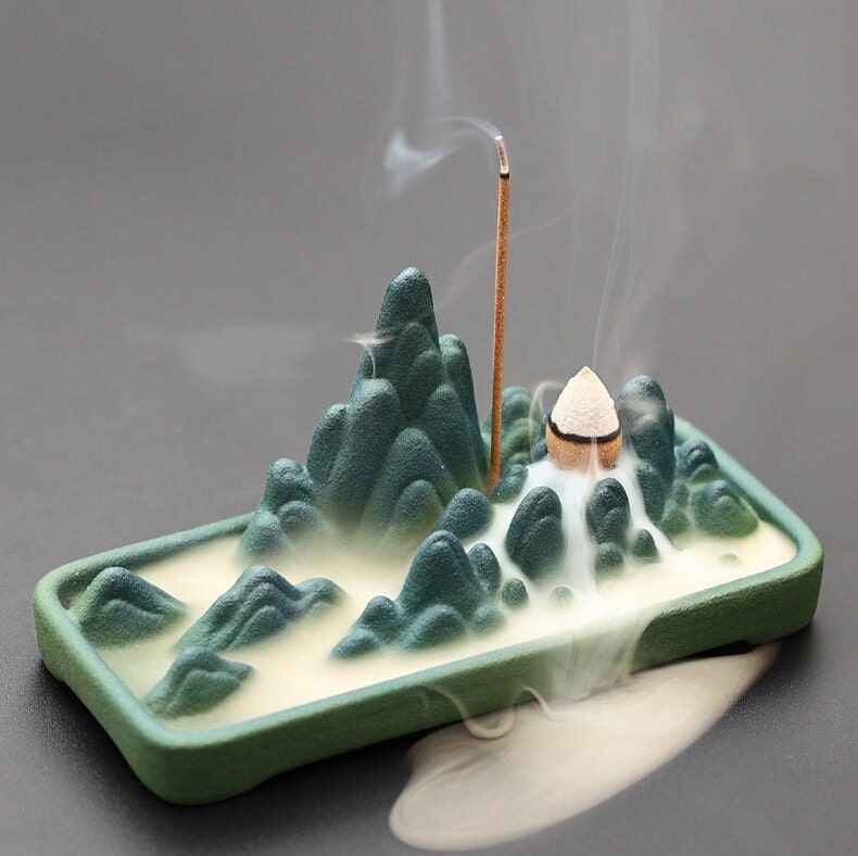 Ceramic Backflow incense burner for cones and sticks acacuss