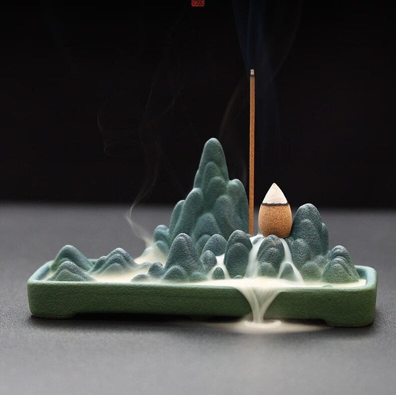 Ceramic Backflow incense burner for cones and sticks acacuss