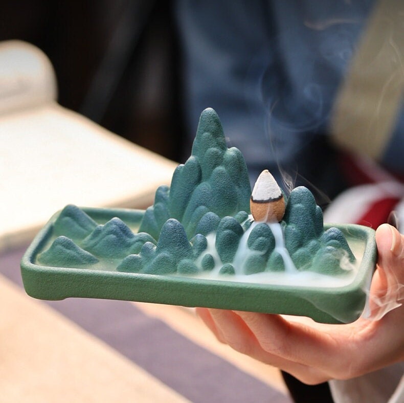 Ceramic Backflow incense burner for cones and sticks acacuss
