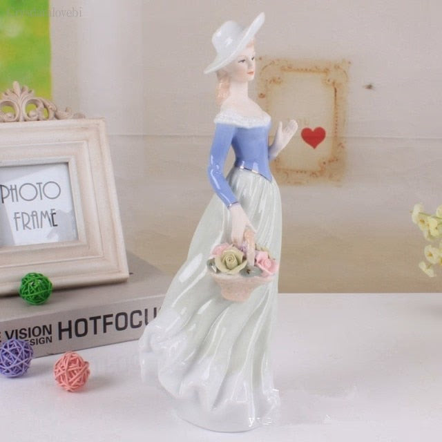 Ceramic Ballet Girl Statue Figurines Fairy Garden Skirt Modern Beauty Sculpture Wedding Decoration Interior Home Decor acacuss