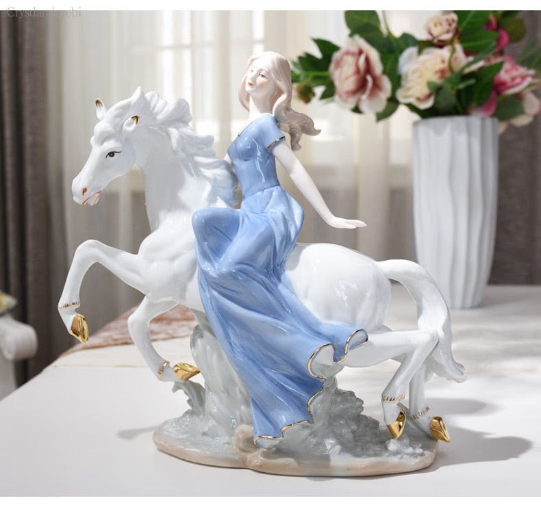 Ceramic Ballet Girl Statue Figurines Fairy Garden Skirt Modern Beauty Sculpture Wedding Decoration Interior Home Decor acacuss