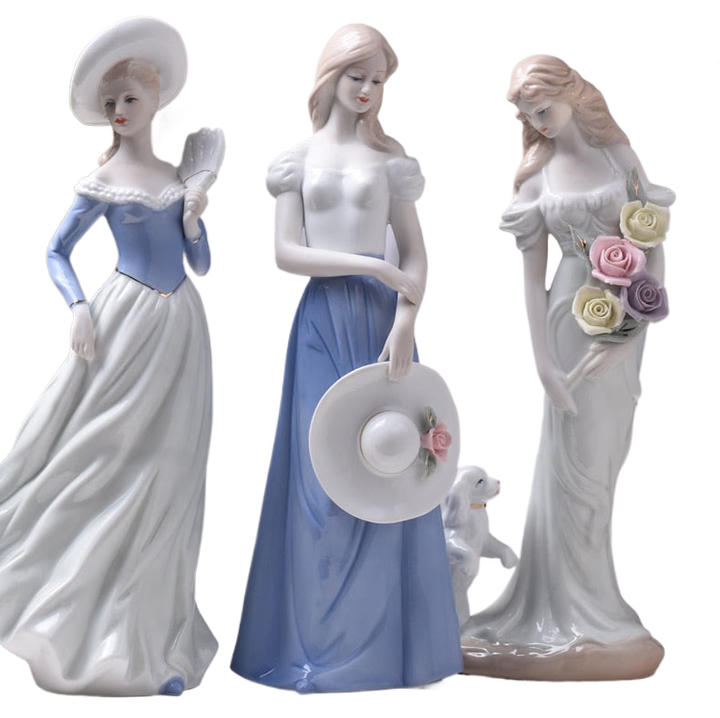 Ceramic Ballet Girl Statue Figurines Fairy Garden Skirt Modern Beauty Sculpture Wedding Decoration Interior Home Decor acacuss
