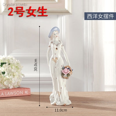 Ceramic Ballet Girl Statue Figurines Fairy Garden Skirt Modern Beauty Sculpture Wedding Decoration Interior Home Decor acacuss