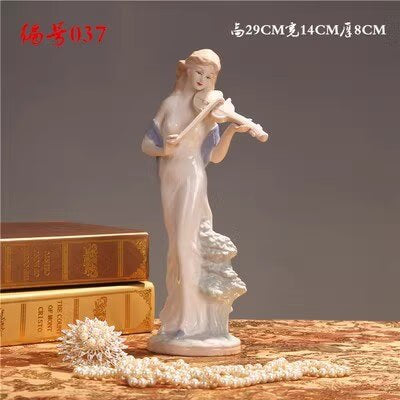 Ceramic Ballet Girl Statue Figurines Fairy Garden Skirt Modern Beauty Sculpture Wedding Decoration Interior Home Decor acacuss