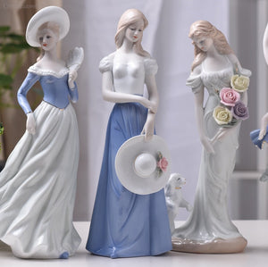 Ceramic Ballet Girl Statue Figurines Fairy Garden Skirt Modern Beauty Sculpture Wedding Decoration Interior Home Decor acacuss