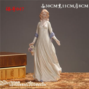 Ceramic Ballet Girl Statue Figurines Fairy Garden Skirt Modern Beauty Sculpture Wedding Decoration Interior Home Decor acacuss