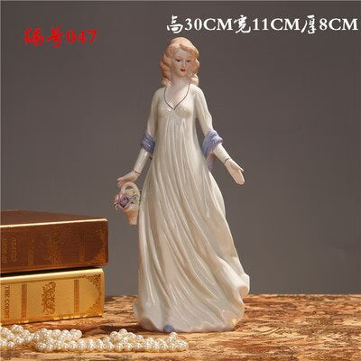 Ceramic Ballet Girl Statue Figurines Fairy Garden Skirt Modern Beauty Sculpture Wedding Decoration Interior Home Decor acacuss