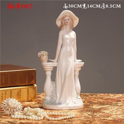 Ceramic Ballet Girl Statue Figurines Fairy Garden Skirt Modern Beauty Sculpture Wedding Decoration Interior Home Decor acacuss