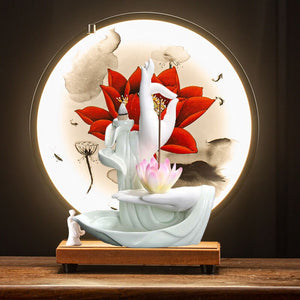 Ceramic Bergamot Flowback Incense Stove Household Indoor Living Room, Entrance, Study Decoration Lotus Lantern Ring acacuss