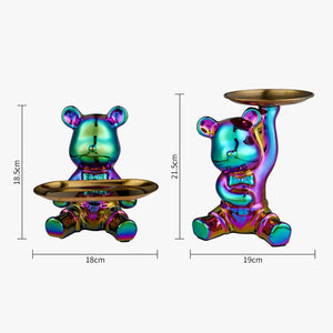 Ceramic Colorful Plating Bear Storage Box Home Living New Room Desktop Storage Tray Decorative Statue Money Box Ornaments acacuss