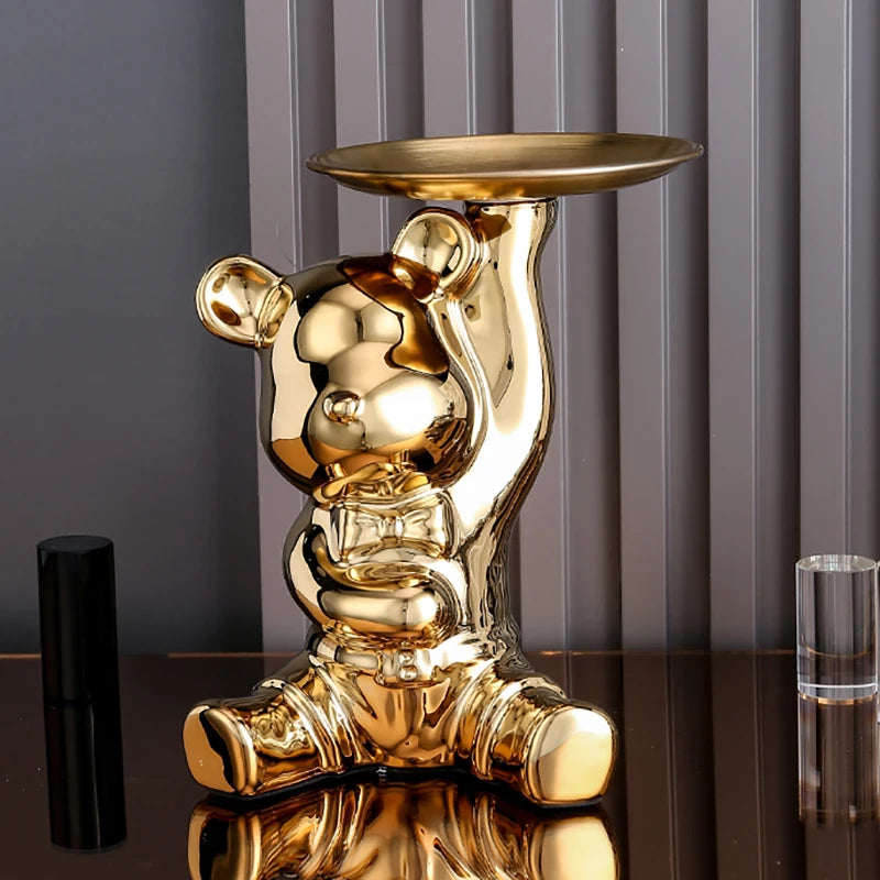 Ceramic Colorful Plating Bear Storage Box Home Living New Room Desktop Storage Tray Decorative Statue Money Box Ornaments acacuss
