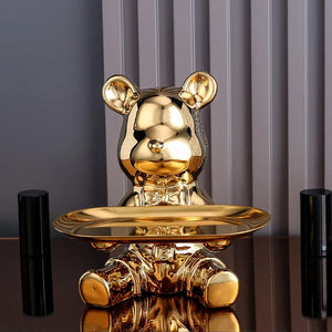 Ceramic Colorful Plating Bear Storage Box Home Living New Room Desktop Storage Tray Decorative Statue Money Box Ornaments acacuss