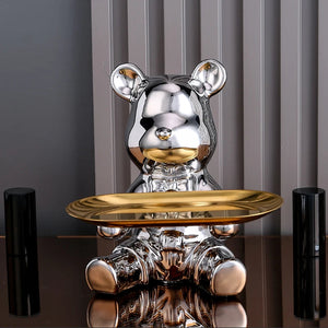 Ceramic Colorful Plating Bear Storage Box Home Living New Room Desktop Storage Tray Decorative Statue Money Box Ornaments acacuss