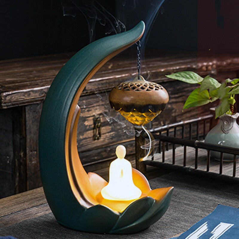 Ceramic Creative Backflow Aroma Diffuser Decoration  Incense Stick Holder Buddha Decoration Ceramic Burner Handmade Flower acacuss