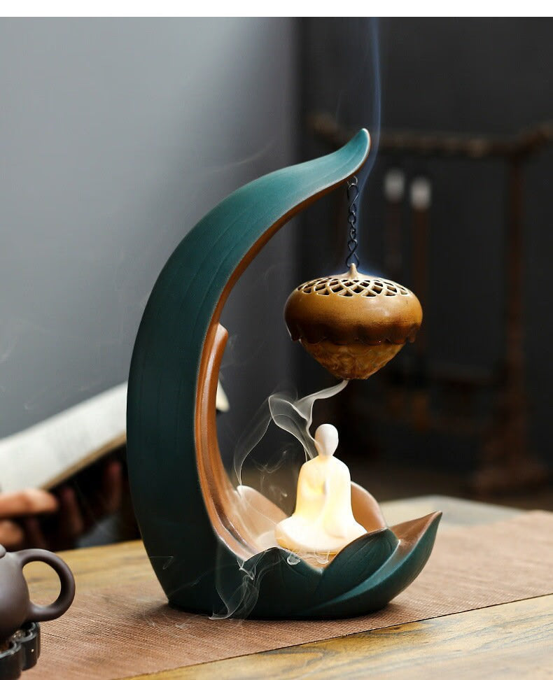 Ceramic Creative Backflow Aroma Diffuser Decoration  Incense Stick Holder Buddha Decoration Ceramic Burner Handmade Flower acacuss