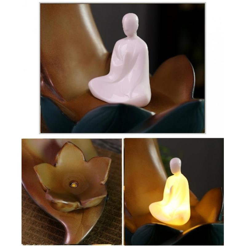 Ceramic Creative Backflow Aroma Diffuser Decoration  Incense Stick Holder Buddha Decoration Ceramic Burner Handmade Flower acacuss
