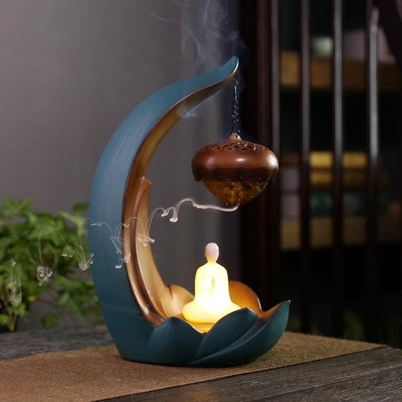 Ceramic Creative Backflow Aroma Diffuser Decoration  Incense Stick Holder Buddha Decoration Ceramic Burner Handmade Flower acacuss
