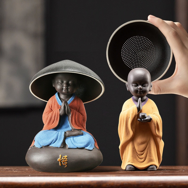 Ceramic Creative Little Monk Tea Strainer Tea Leaking Tea Strainer Household Kung Fu Tea Set Accessories Tea Ceremony Decoration acacuss