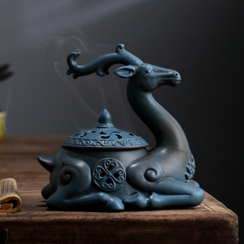Ceramic Creative Plate Incense Burner Personality Aromatherapy Burner Zen Sandalwood Buddha Incense Deer Ornaments acacuss
