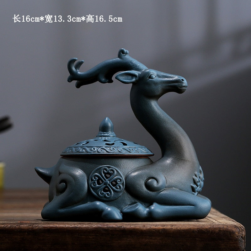 Ceramic Creative Plate Incense Burner Personality Aromatherapy Burner Zen Sandalwood Buddha Incense Deer Ornaments acacuss