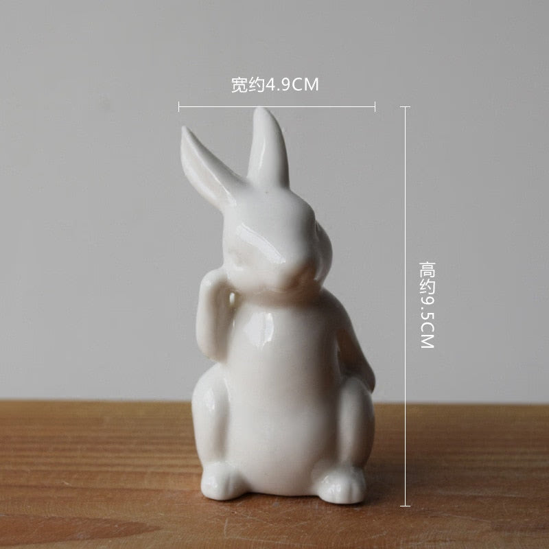 Ceramic Cute Pure White Rabbit Figurines Porcelain Table Home Decoration China Gift Modern Statue Handmade furnishings DHYY05 acacuss