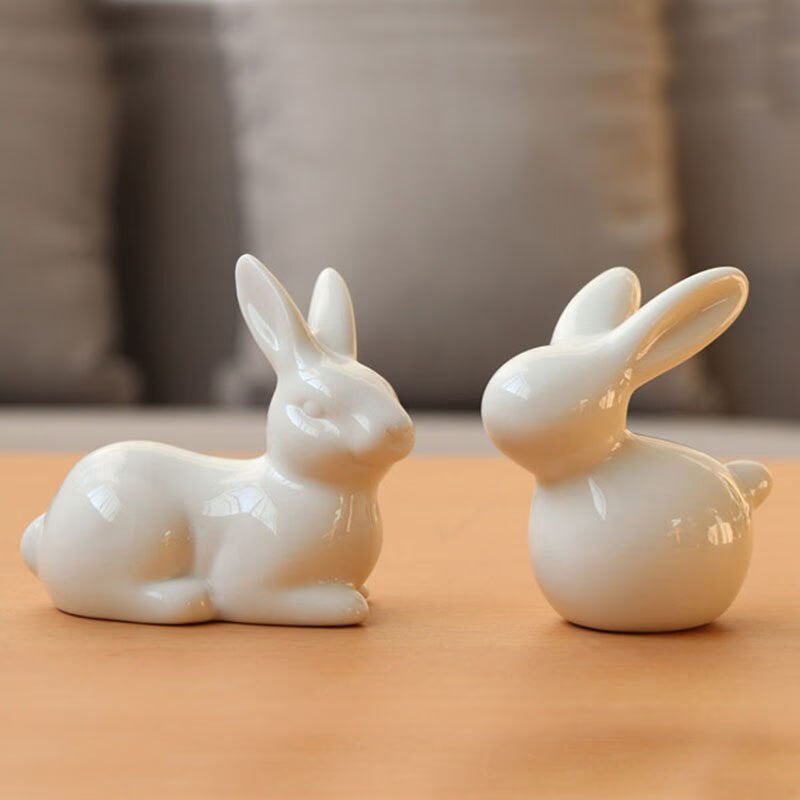 Ceramic Cute Pure White Rabbit Figurines Porcelain Table Home Decoration China Gift Modern Statue Handmade furnishings DHYY05 acacuss