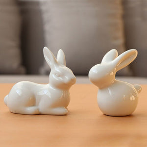 Ceramic Cute Pure White Rabbit Figurines Porcelain Table Home Decoration China Gift Modern Statue Handmade furnishings DHYY05 acacuss