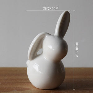 Ceramic Cute Pure White Rabbit Figurines Porcelain Table Home Decoration China Gift Modern Statue Handmade furnishings DHYY05 acacuss