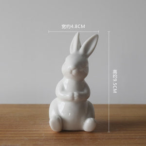 Ceramic Cute Pure White Rabbit Figurines Porcelain Table Home Decoration China Gift Modern Statue Handmade furnishings DHYY05 acacuss