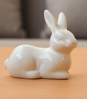 Ceramic Cute Pure White Rabbit Figurines Porcelain Table Home Decoration China Gift Modern Statue Handmade furnishings DHYY05 acacuss