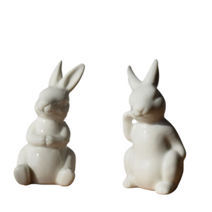 Ceramic Cute Pure White Rabbit Figurines Porcelain Table Home Decoration China Gift Modern Statue Handmade furnishings DHYY05 acacuss