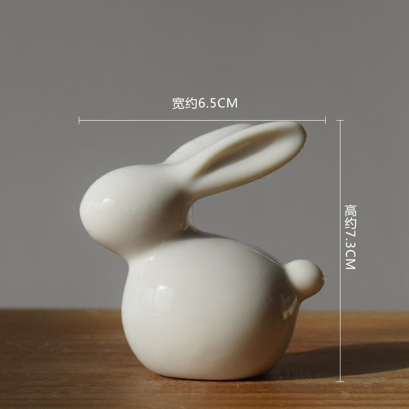 Ceramic Cute Pure White Rabbit Figurines Porcelain Table Home Decoration China Gift Modern Statue Handmade furnishings DHYY05 acacuss