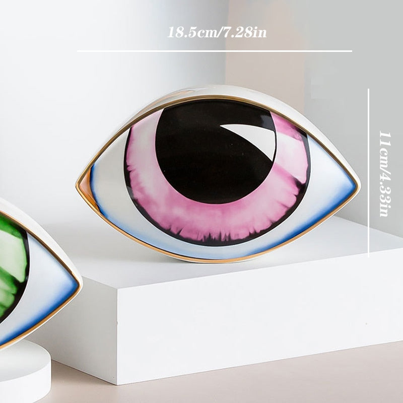 2023 New Ceramic Devil's Eye Home Decor Eye Ornaments Sculpture Statues Study Room Abstract Decoration Gift Giving acacuss