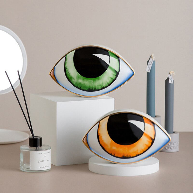 2023 New Ceramic Devil's Eye Home Decor Eye Ornaments Sculpture Statues Study Room Abstract Decoration Gift Giving acacuss