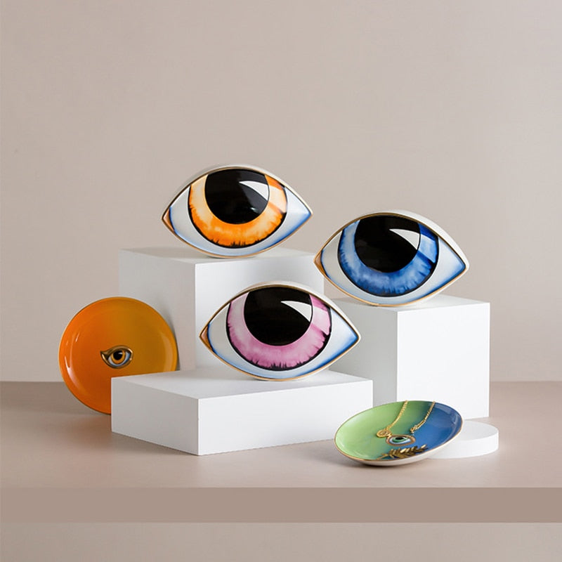 2023 New Ceramic Devil's Eye Home Decor Eye Ornaments Sculpture Statues Study Room Abstract Decoration Gift Giving acacuss