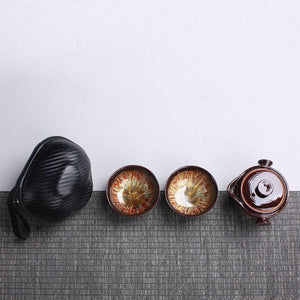 Ceramic Gaiwan Set kuai ke Camping Kung Fu Tea Set 1 Teapot 2 Cups Travel TeaPot Coffee Cup Water Mug Office Kettle Drinkware acacuss