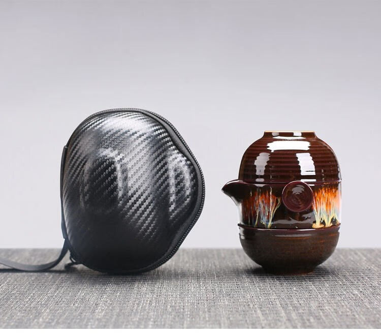 Ceramic Gaiwan Set kuai ke Camping Kung Fu Tea Set 1 Teapot 2 Cups Travel TeaPot Coffee Cup Water Mug Office Kettle Drinkware acacuss