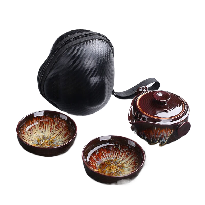 Ceramic Gaiwan Set kuai ke Camping Kung Fu Tea Set 1 Teapot 2 Cups Travel TeaPot Coffee Cup Water Mug Office Kettle Drinkware acacuss