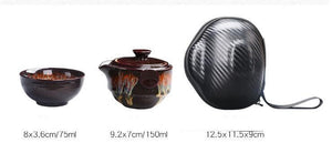 Ceramic Gaiwan Set kuai ke Camping Kung Fu Tea Set 1 Teapot 2 Cups Travel TeaPot Coffee Cup Water Mug Office Kettle Drinkware acacuss