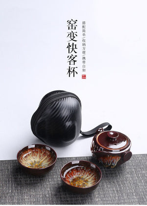 Ceramic Gaiwan Set kuai ke Camping Kung Fu Tea Set 1 Teapot 2 Cups Travel TeaPot Coffee Cup Water Mug Office Kettle Drinkware acacuss