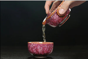 Ceramic Gaiwan Set kuai ke tea set Camping Kung Fu Tea Set 1 Teapot 1 Cup Travel TeaPot Coffee Cup Water Mug Office Kettle Drinkware acacuss