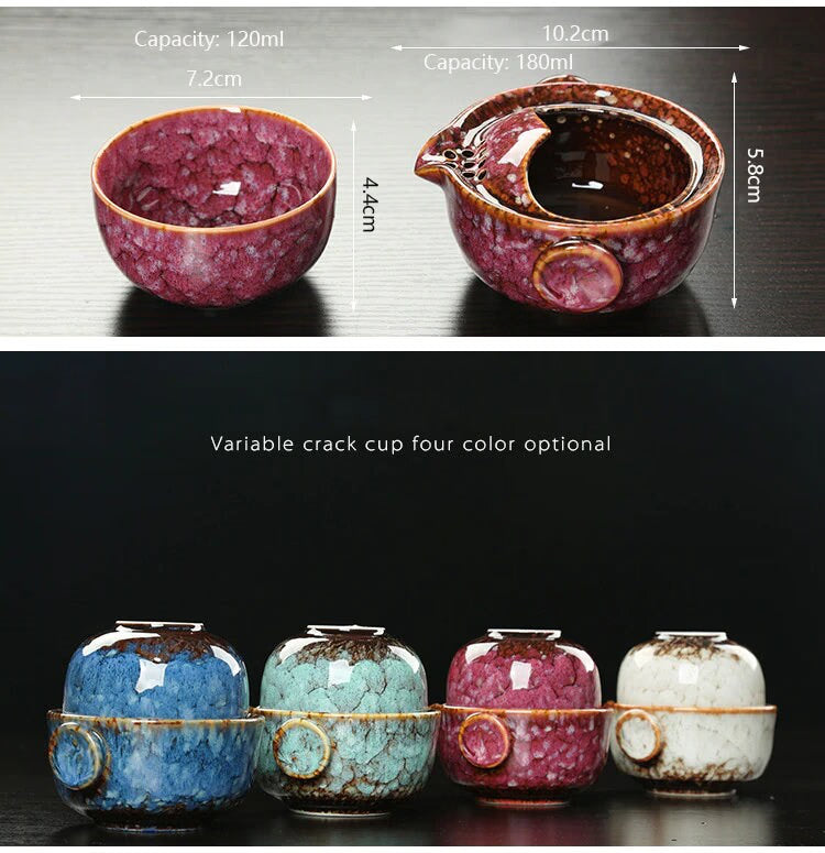 Ceramic Gaiwan Set kuai ke tea set Camping Kung Fu Tea Set 1 Teapot 1 Cup Travel TeaPot Coffee Cup Water Mug Office Kettle Drinkware acacuss