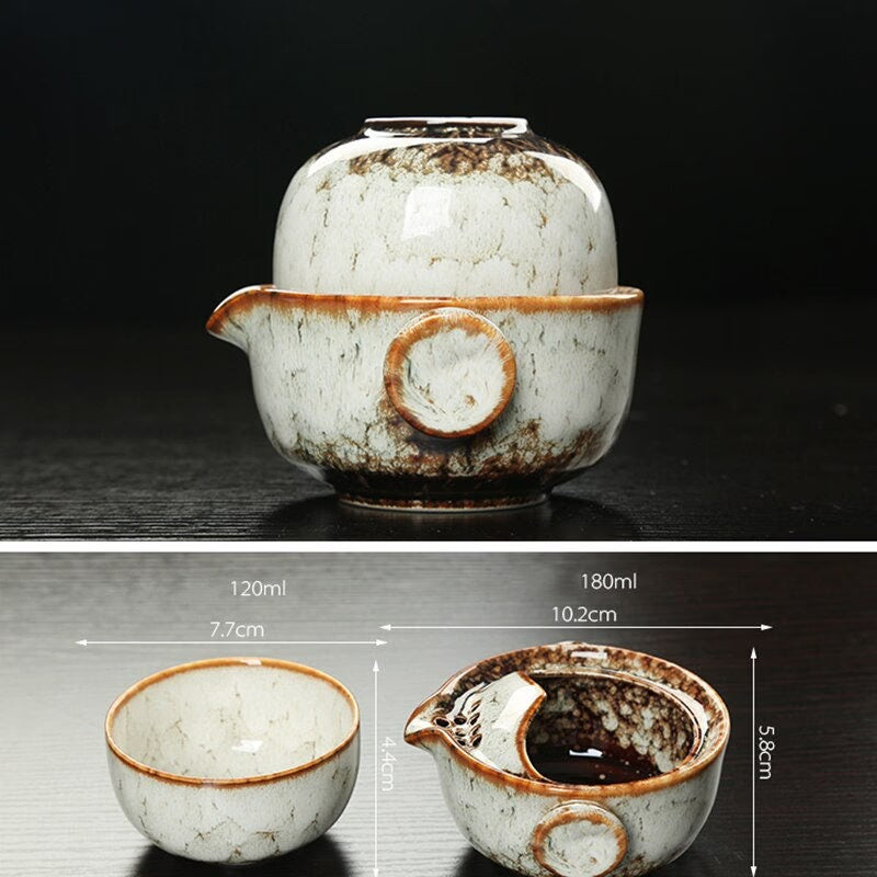 Ceramic Gaiwan Set kuai ke tea set Camping Kung Fu Tea Set 1 Teapot 1 Cup Travel TeaPot Coffee Cup Water Mug Office Kettle Drinkware acacuss