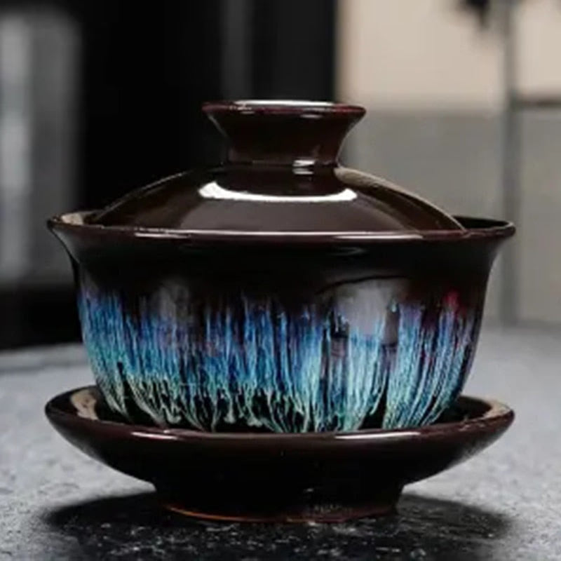 Ceramic Gaiwan jingdezhen Chinese Kungfu Teaset Three talents Tea Bowl Large Teacup Saucer Set Home tea maker Tea ceremony Gift acacuss