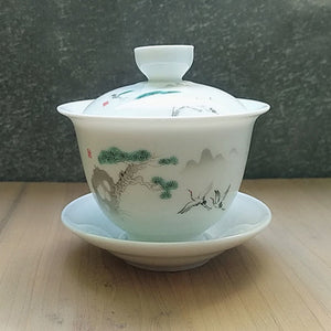 Ceramic Gaiwan jingdezhen Chinese Kungfu Teaset Three talents Tea Bowl Large Teacup Saucer Set Home tea maker Tea ceremony Gift acacuss